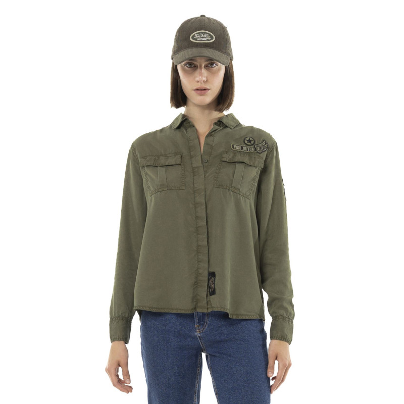 Chemise femme unie avec patch