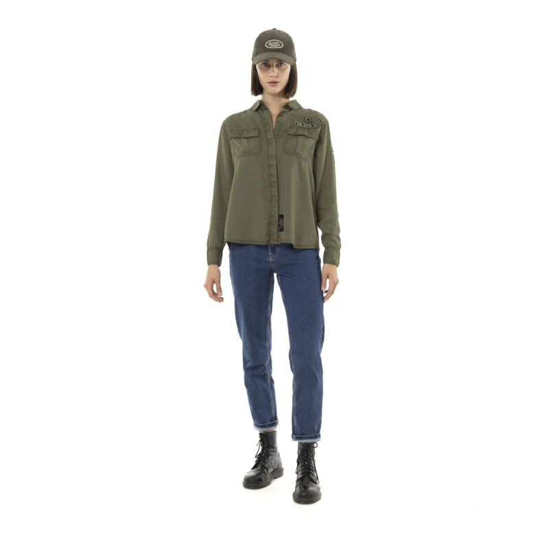 Chemise femme unie avec patch