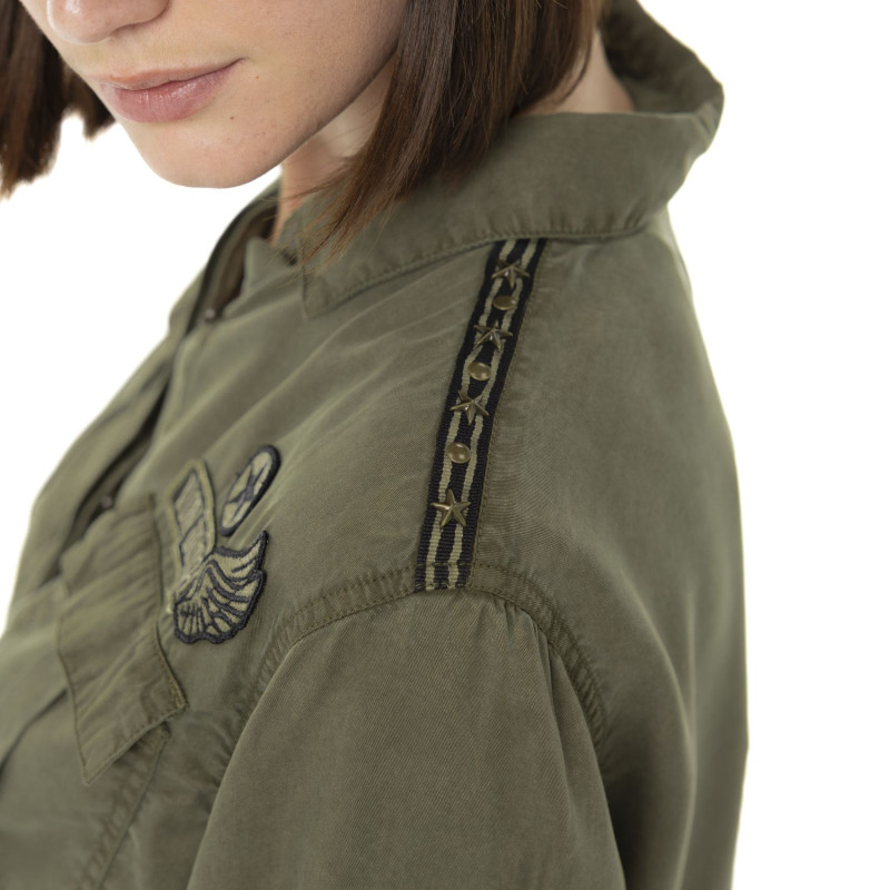 Chemise femme unie avec patch
