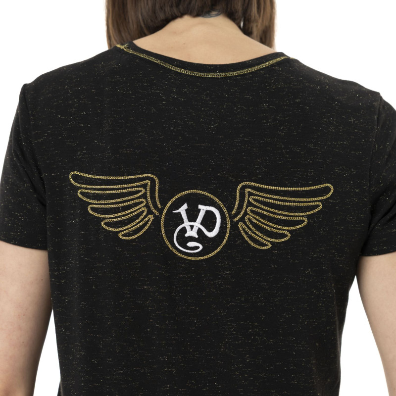 Tee Shirt Noir coupe Régular Col rond effet Strié STRASS | Femme - Vondutch | Von Dutch
