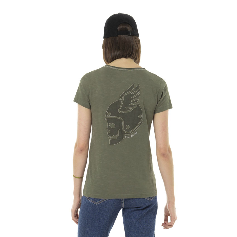 Tee Shirt Kaki coupe Régular Col V TULLE | Femme - Vondutch | Von Dutch