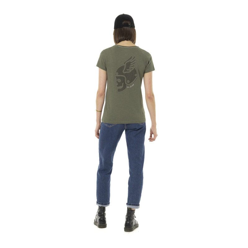 Tee Shirt Kaki coupe Régular Col V TULLE | Femme - Vondutch | Von Dutch