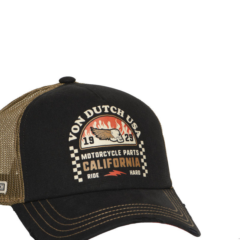 Casquette Vondutch Noire Trucker Snapback effet Usé CREW | Von Dutch