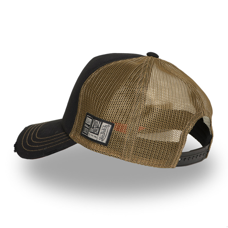 Casquette Vondutch Noire Trucker Snapback effet Usé CREW | Von Dutch