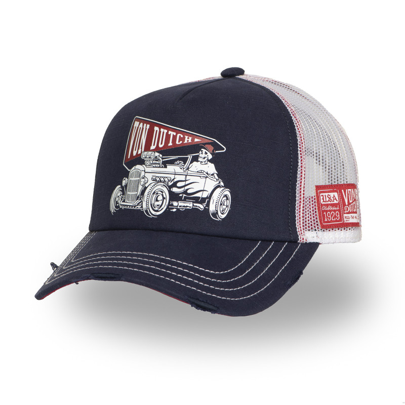 Casquette trucker avec filet souple effet bamboo avec print Crew