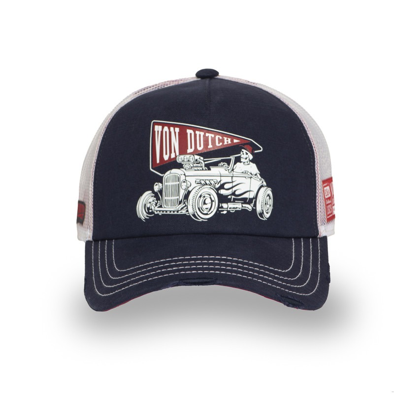 Casquette trucker avec filet souple effet bamboo avec print Crew