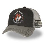 Casquette trucker avec filet souple effet bamboo avec print Crew