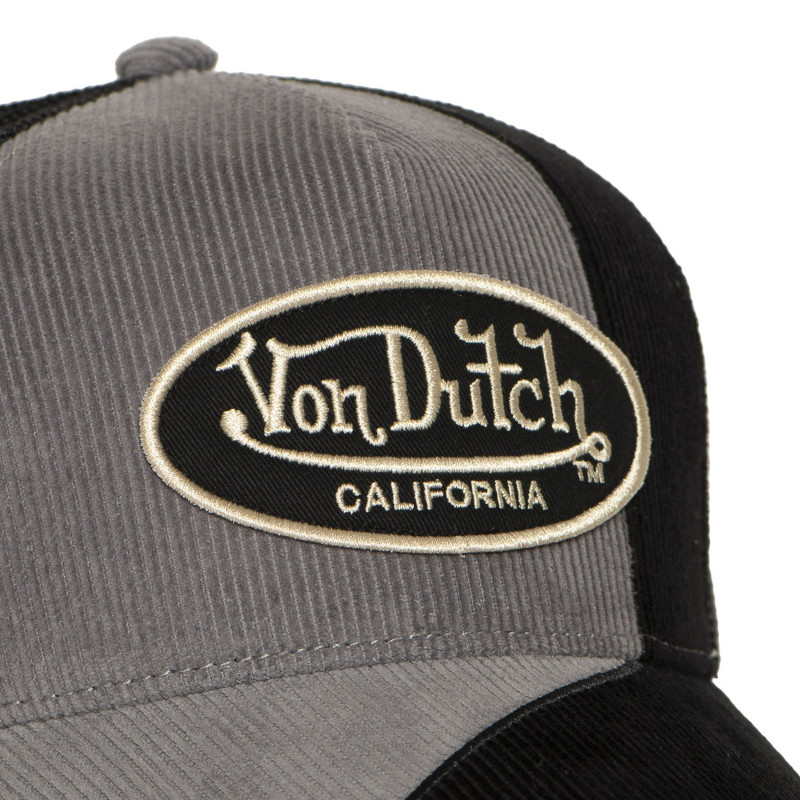 Casquette Vondutch Grise Trucker Snapback en Velours côtelé CUT | Von Dutch