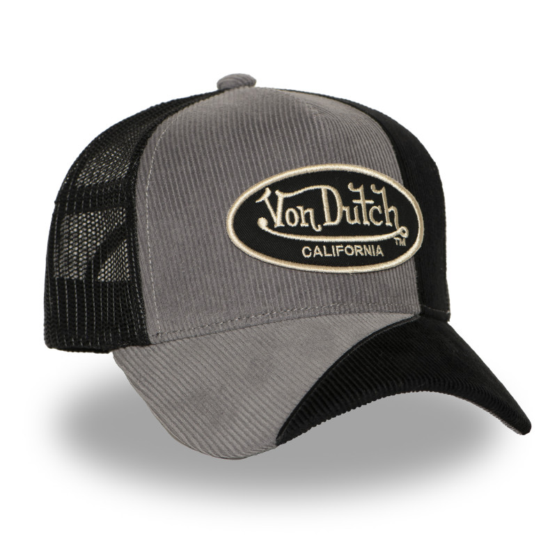 Casquette Vondutch Grise Trucker Snapback en Velours côtelé CUT | Von Dutch