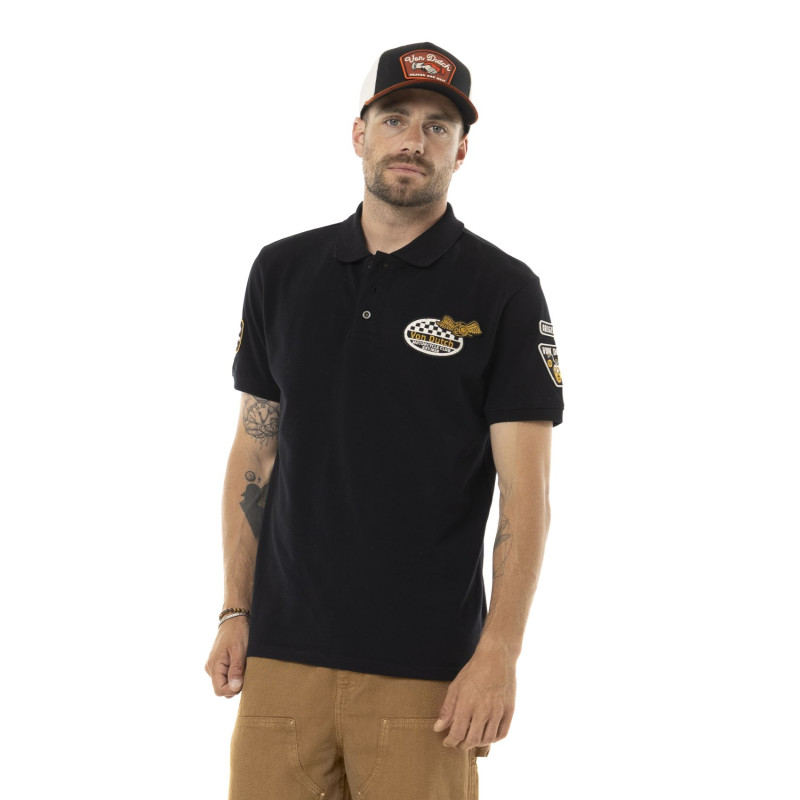 Polo Noir coupe Régular Col boutonné ENGINE | homme - Vondutch | Von Dutch
