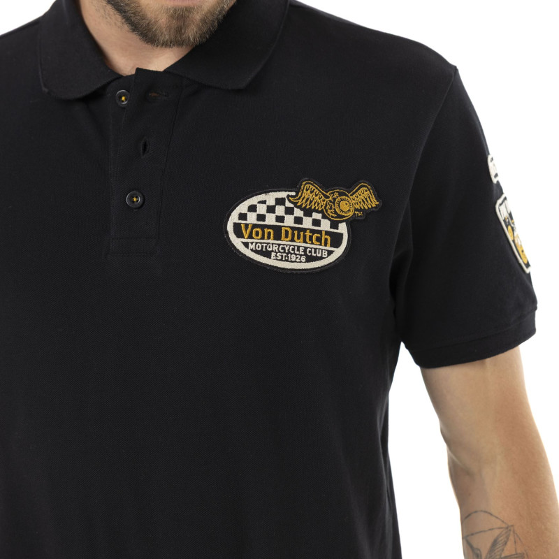 Polo Noir coupe Régular Col boutonné ENGINE | homme - Vondutch | Von Dutch
