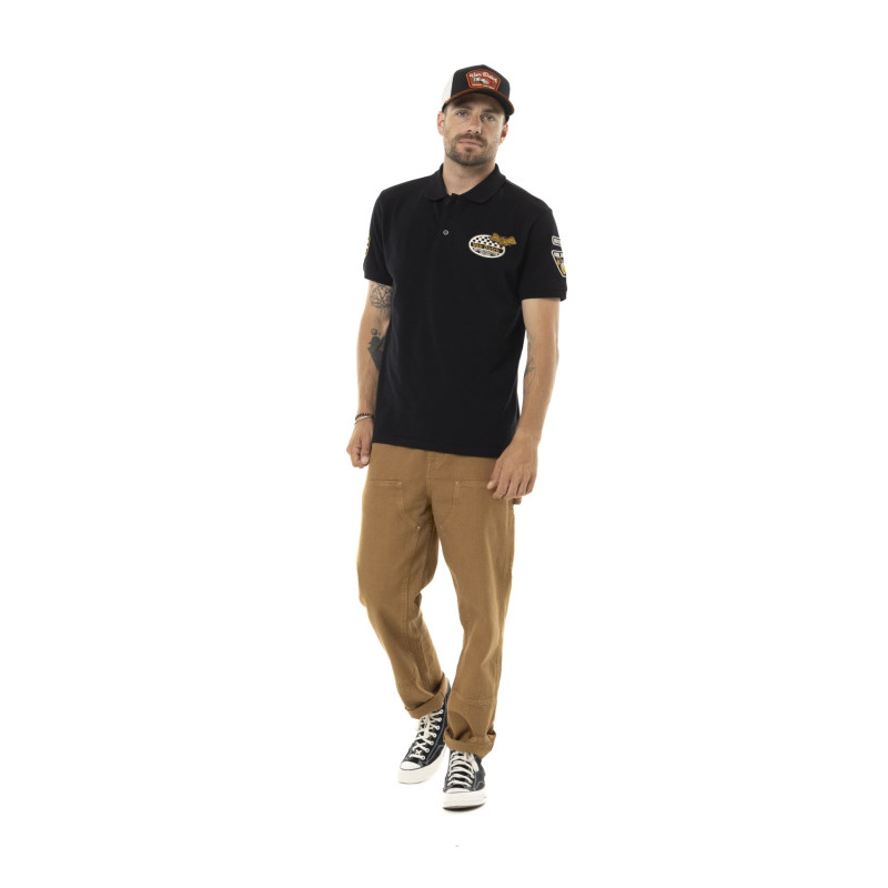Polo Noir coupe Régular Col boutonné ENGINE | homme - Vondutch | Von Dutch