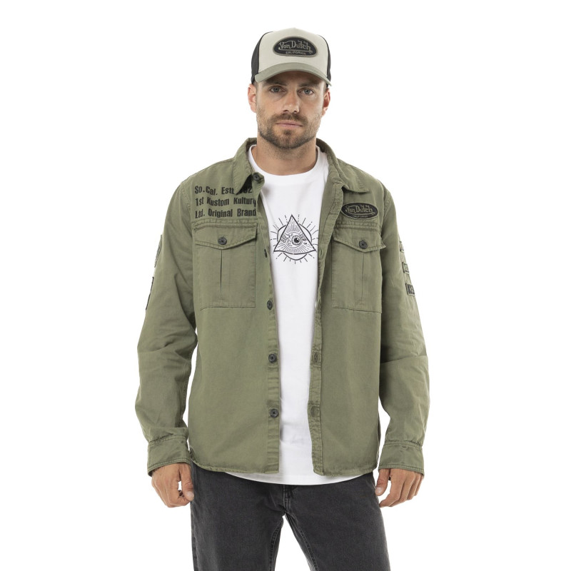 Sur Chemise homme en sergé de coton avec Patchs Cain