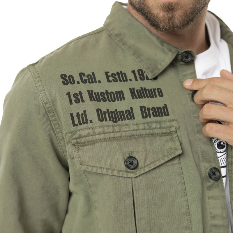 Sur Chemise homme en sergé de coton avec Patchs Cain