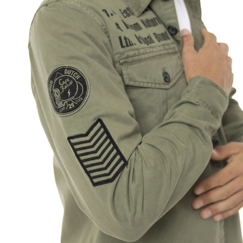 Sur Chemise homme en sergé de coton avec Patchs Cain