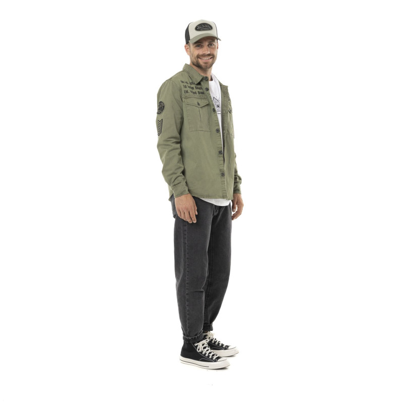 Sur Chemise homme en sergé de coton avec Patchs Cain