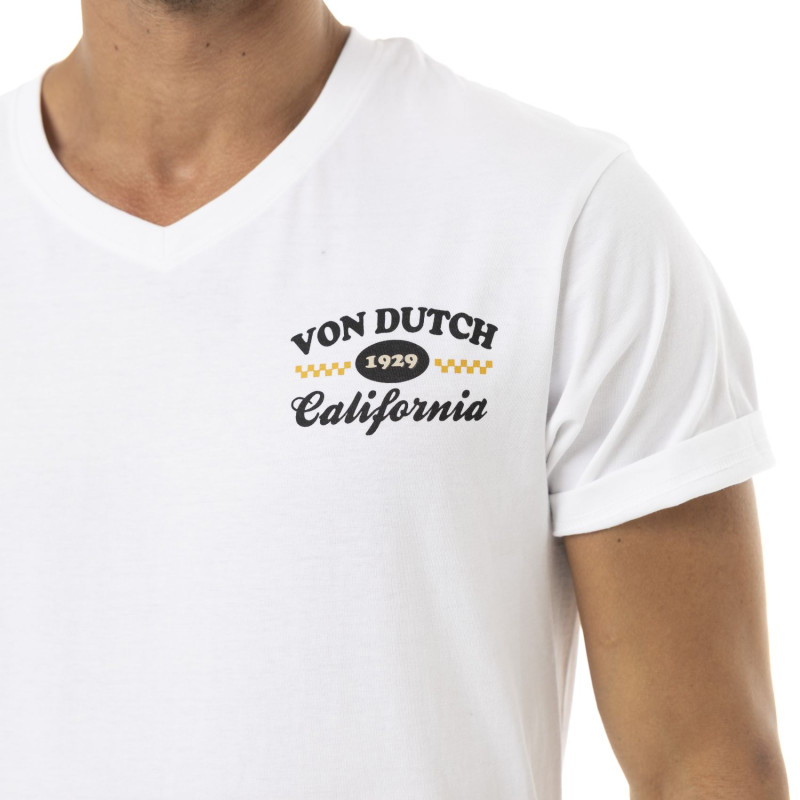 Tee Shirt Blanc coupe Régular Col V CAFE | Homme - Vondutch | Von Dutch
