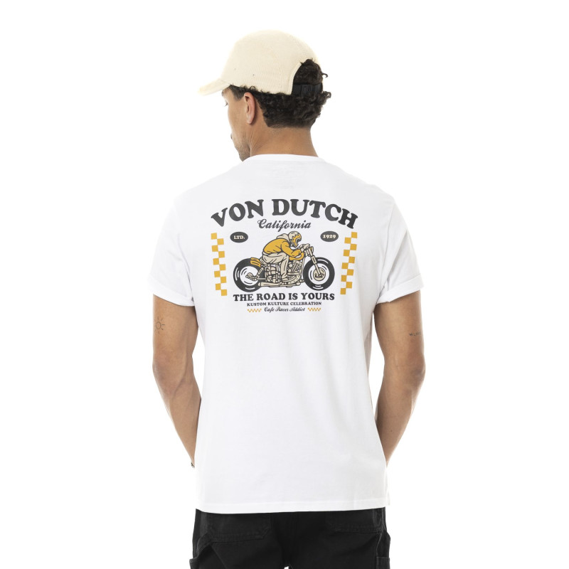 Tee Shirt Blanc coupe Régular Col V CAFE | Homme - Vondutch | Von Dutch