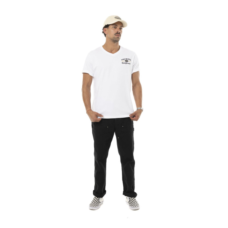 Tee Shirt Blanc coupe Régular Col V CAFE | Homme - Vondutch | Von Dutch