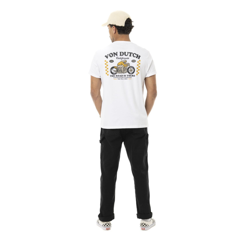Tee Shirt Blanc coupe Régular Col V CAFE | Homme - Vondutch | Von Dutch