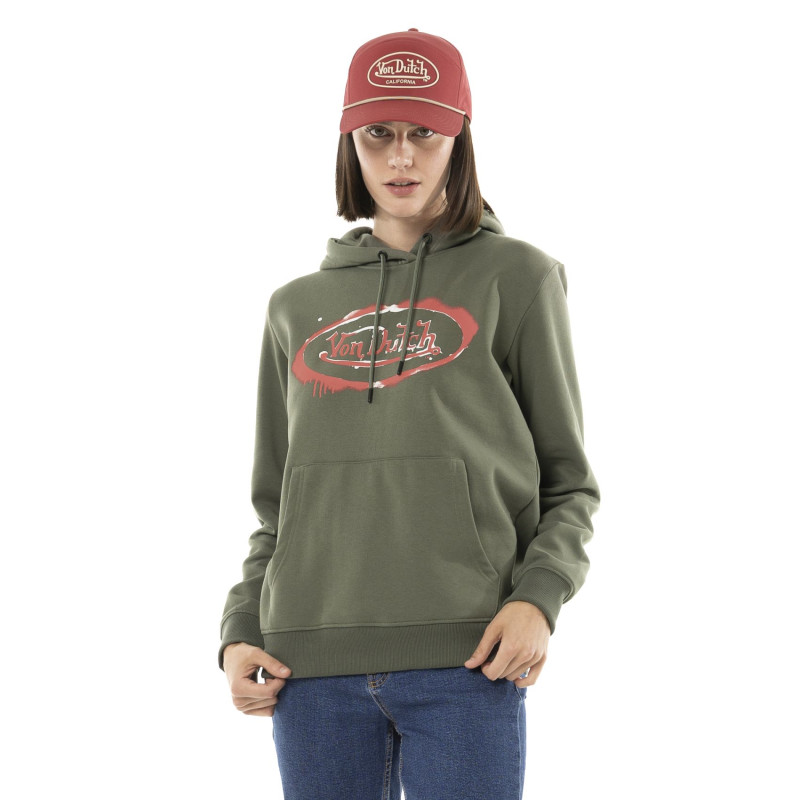 Sweat à capuche coupe Oversize Kaki LOGO | Femme - Vondutch | Von Dutch