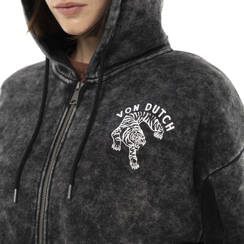 Sweat zippé femme relax fit à capuche avec print Beast