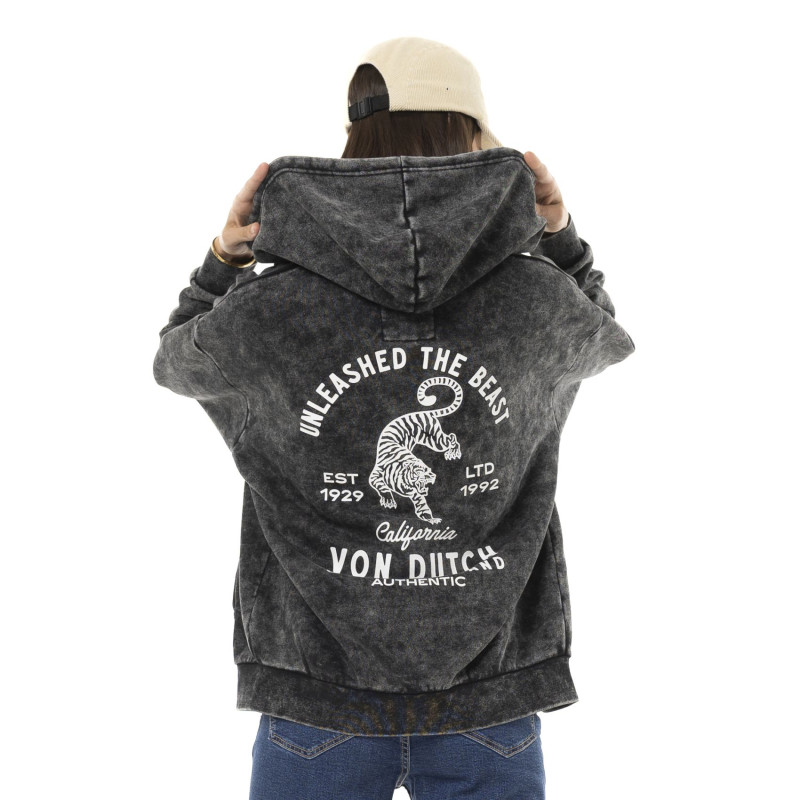 Sweat zippé femme relax fit à capuche avec print Beast