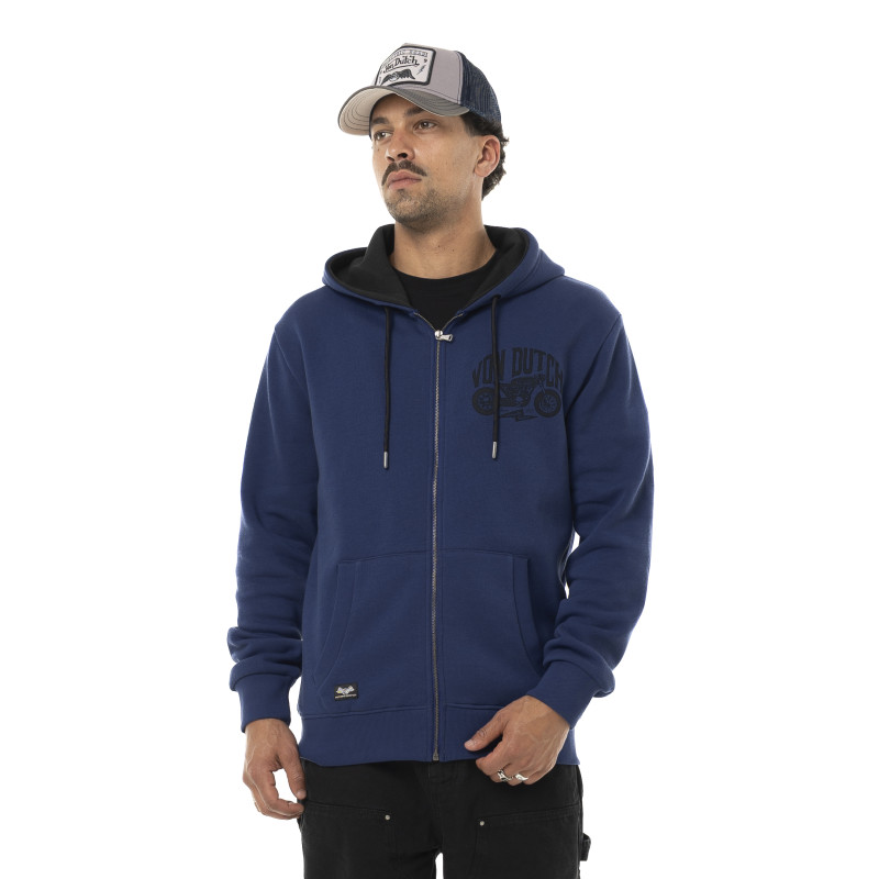 Sweat à capuche Zippé Bleu FREE | Homme - Vondutch | Von Dutch