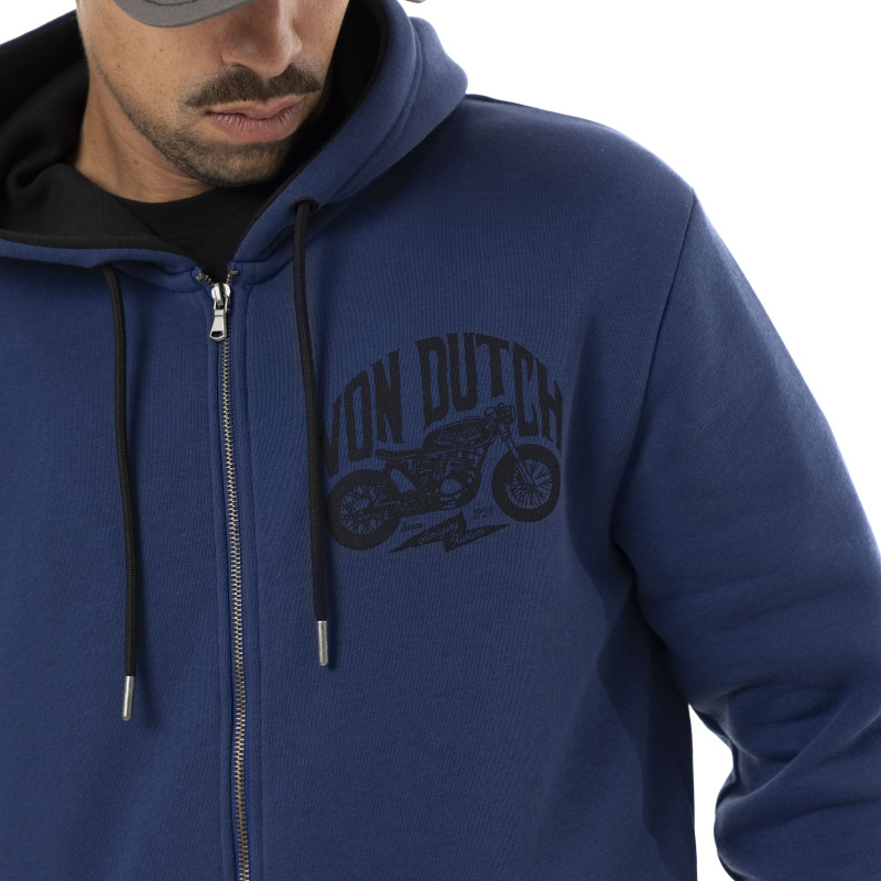 Sweat à capuche Zippé Bleu FREE | Homme - Vondutch | Von Dutch
