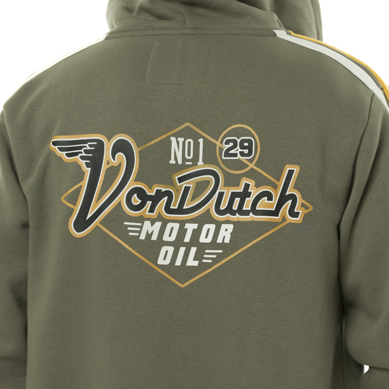 Sweat zippé homme à capuche en molleton avec patchs