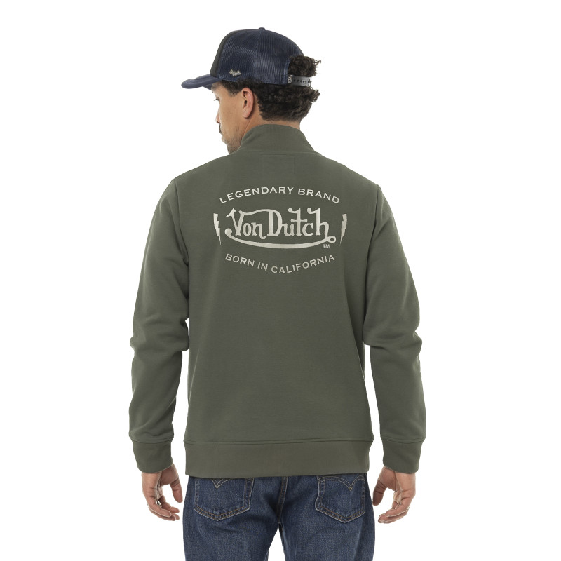 Sweat homme col montant en molleton avec print devant & dos