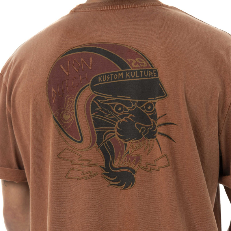 T-shirt homme relax fit en jersey acid wash print devant et dos Flash