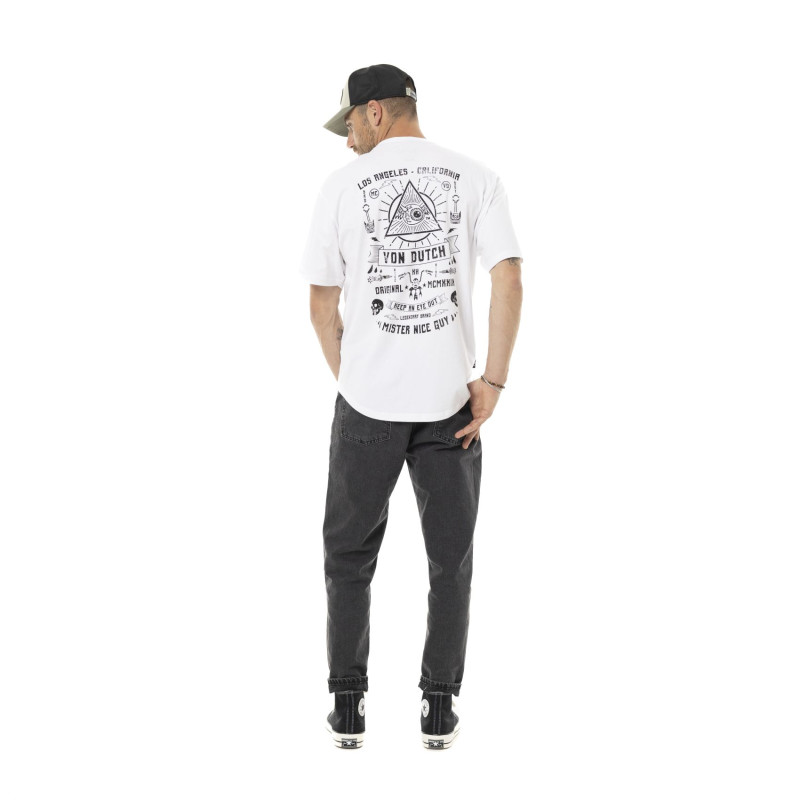 Tee Shirt Blanc coupe Oversize Col rond PROVID | Homme - Vondutch | Von Dutch