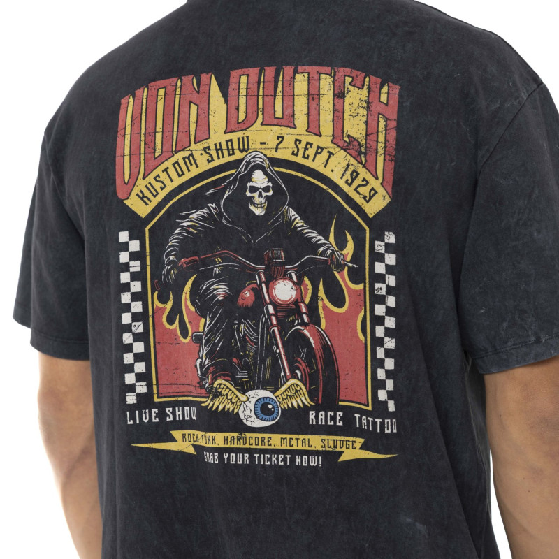 Tee Shirt Gris coupe Oversize Col rond effet Délavé REAPER | Homme - Vondutch | Von Dutch