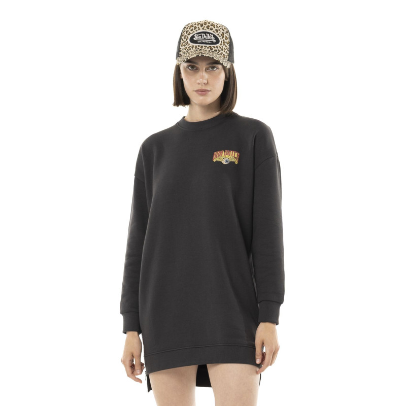 Robe sweat femme manches longues avec print dos et zip sur côté