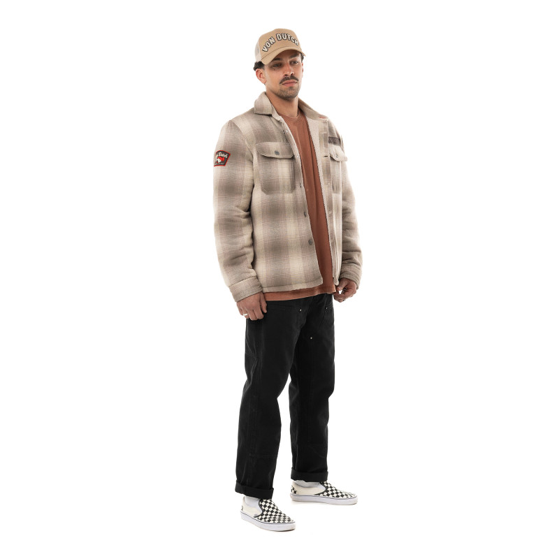 Sur Chemise homme en flanelle à carreaux doublée sherpa Heaven
