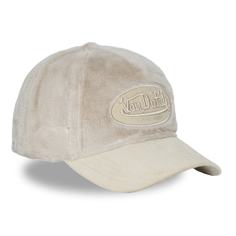 Casquette Vondutch Blanche Baseball Snapback en Fausse fourrure PILE | Von Dutch