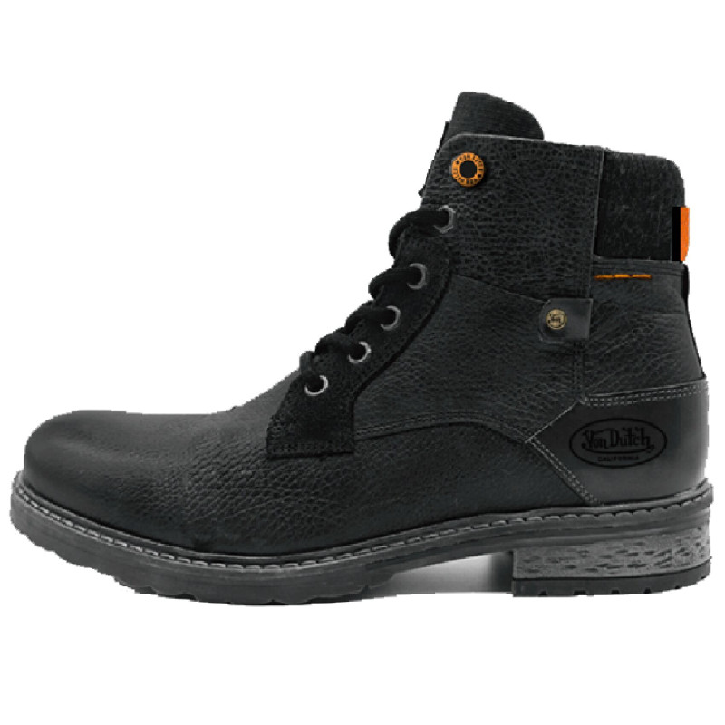 Boots Homme en Cuir Noir Fermeture Zippée doublure intérieure textile Vasco - Von Dutch
