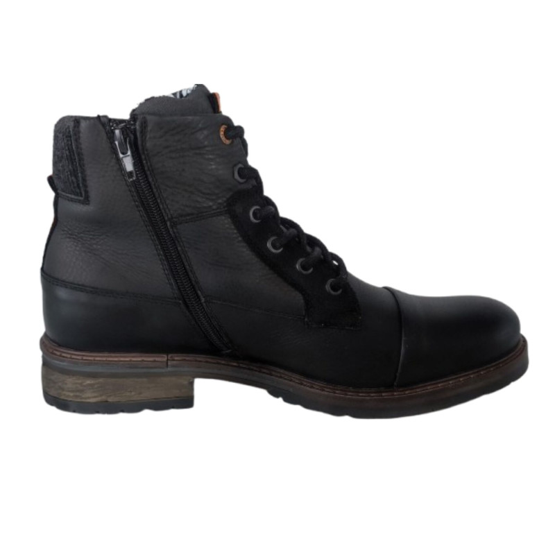 Boots Homme en Cuir Noir Fermeture Zippée doublure intérieure textile Vasco - Von Dutch