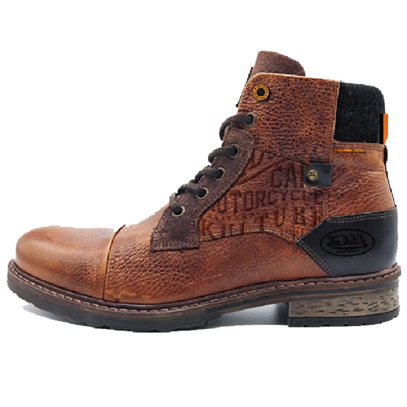 Boots Homme en Cuir Marron doublure intérieure textile Vasco - Von Dutch