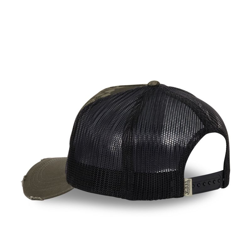 Casquette Vondutch Bleu, Kaki, Trucker Snapback Visière effet Usé PRINT
