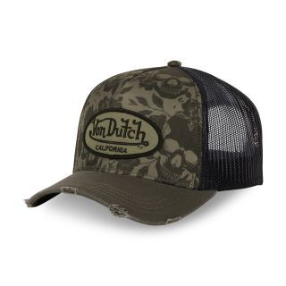 Casquette Vondutch Bleu, Kaki, Trucker Snapback Visière effet Usé PRINT