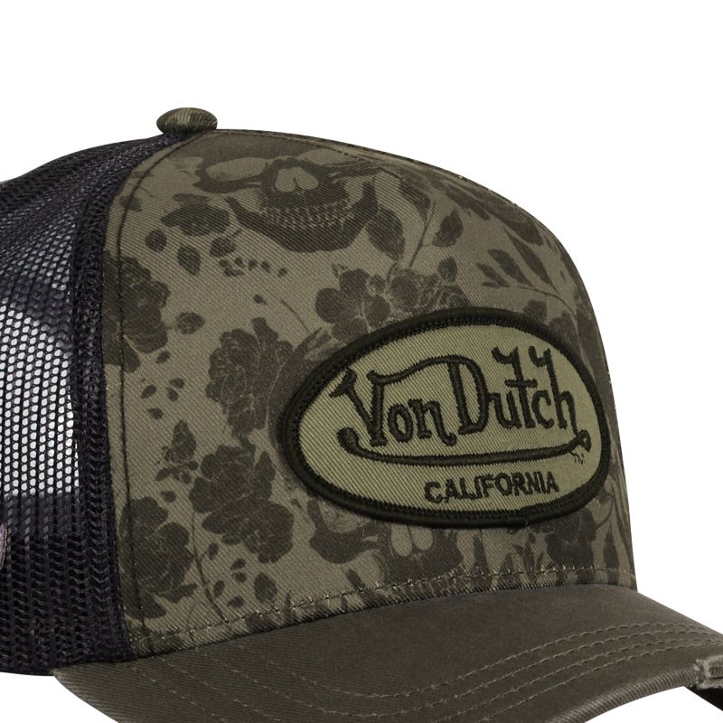 Casquette Vondutch Bleu, Kaki, Trucker Snapback Visière effet Usé PRINT