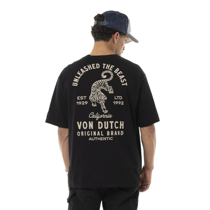Tee Shirt Noir coupe Oversize Col rond TIGER | Homme - Vondutch | Von Dutch