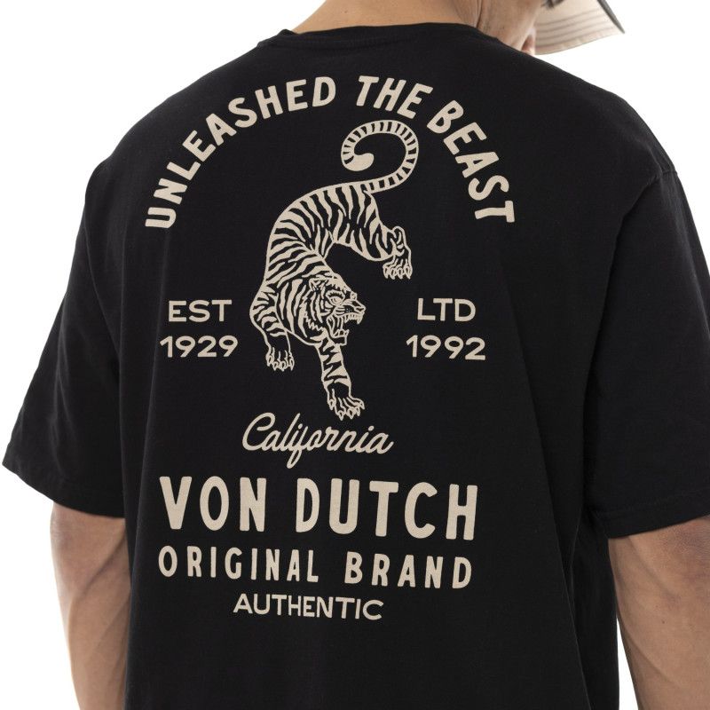 Tee Shirt Noir coupe Oversize Col rond TIGER | Homme - Vondutch | Von Dutch