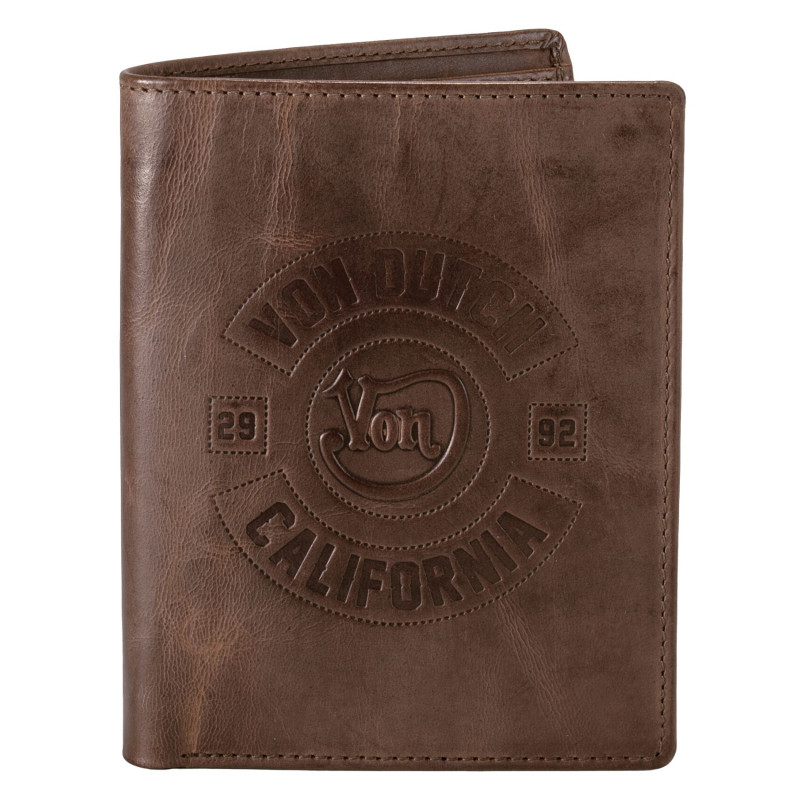Portefeuille en cuir de chèvre Marron - Von Dutch | Von Dutch