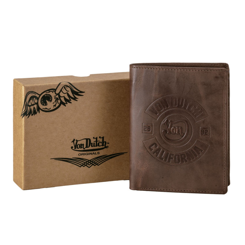 Portefeuille en cuir de chèvre Marron - Von Dutch | Von Dutch
