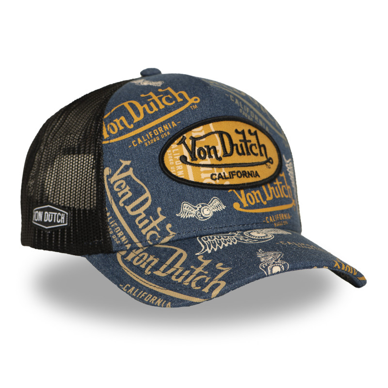 Casquette Vondutch Bleue Trucker Snapback en Denim CAFE | Von Dutch