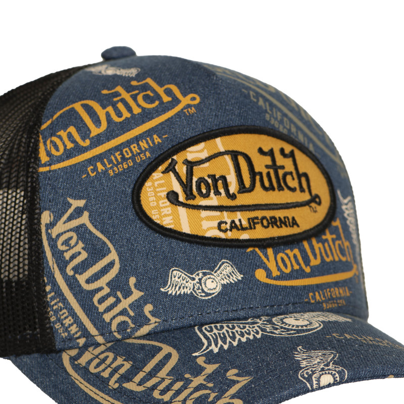 Casquette Vondutch Bleue Trucker Snapback en Denim CAFE | Von Dutch
