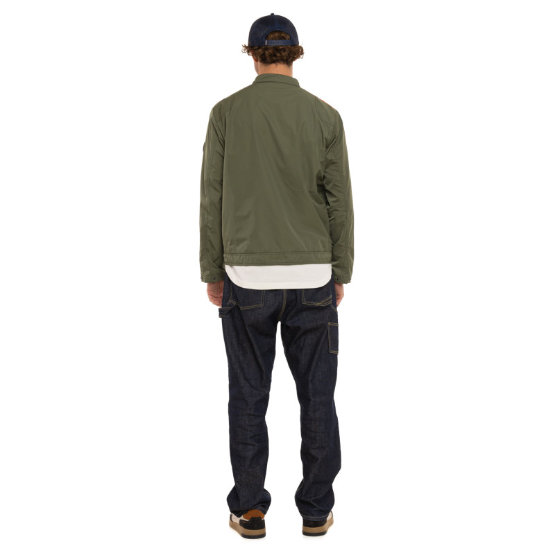 Veste zippée homme de moto en polyester avec patchs Oil